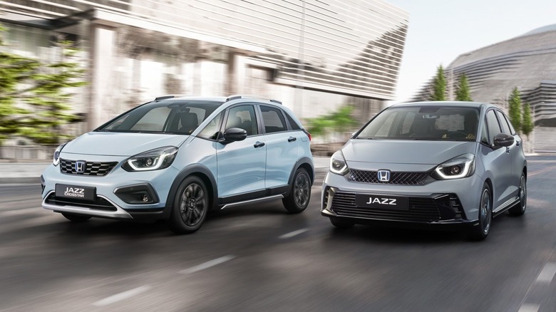 Two 2020 Honda Jazz units driving on the motorway