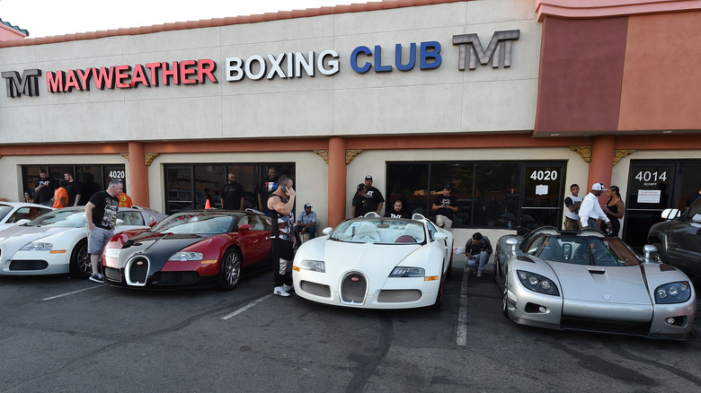 Floyd Mayweather's car collection at his boxing club