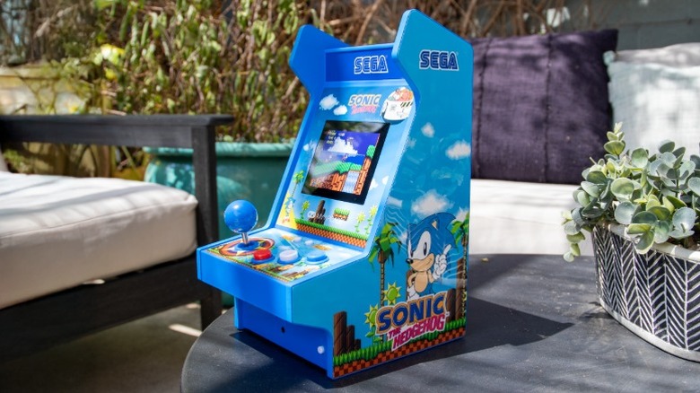 My Arcade Sonic the Hedgehog Mighty Player outdoors on a table