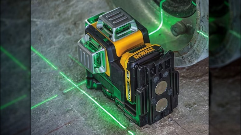 a DeWalt laser level in action