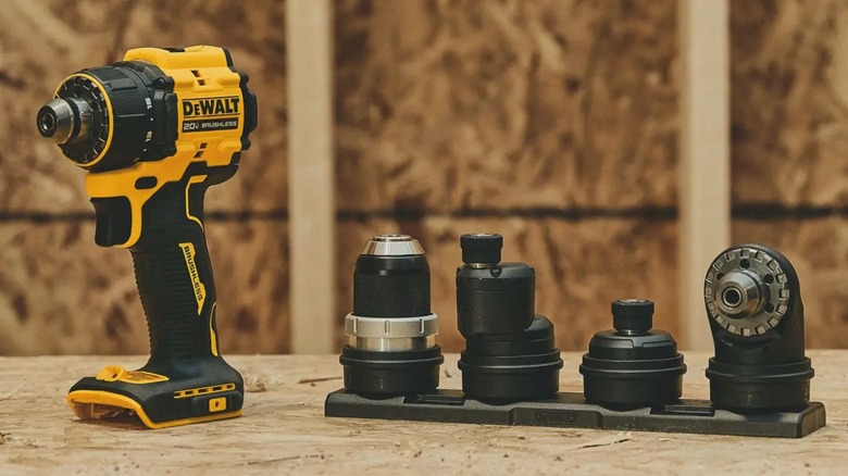 multi-head drill driver on OSB sheet
