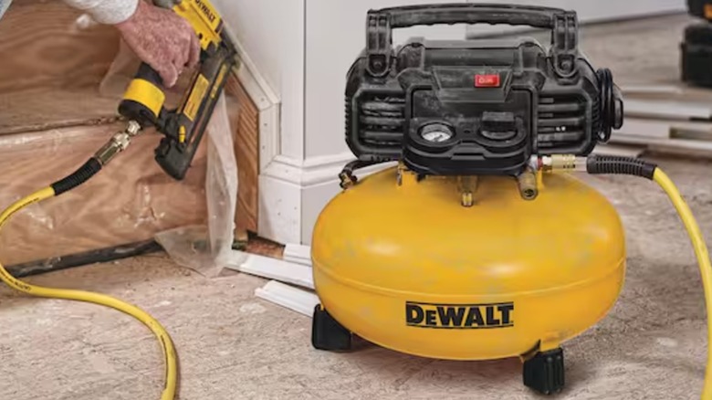running a nailer on the DeWalt pancake compressor