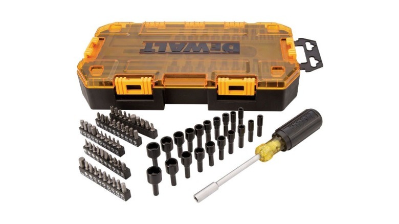 The DeWalt 1/4 inch multi-bit and nut driver set against a white background