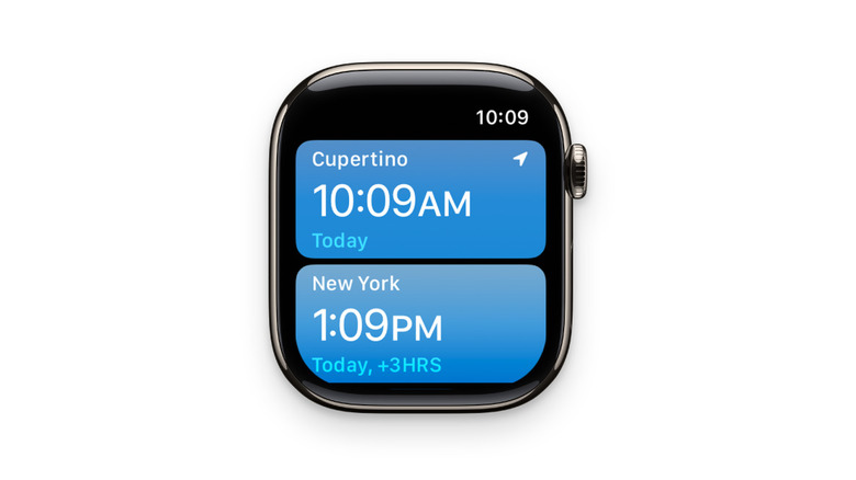 The World Clock app on the Apple Watch