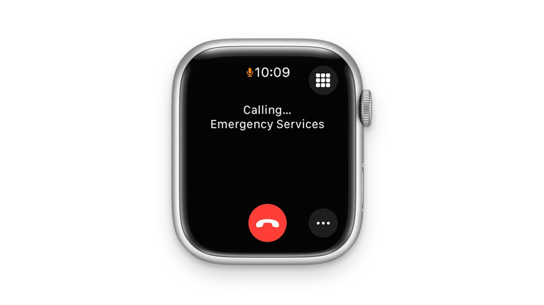 An Apple Watch calling emergency services