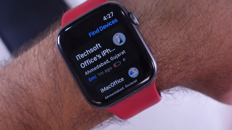 A person looking at Find My Items on their Apple Watch