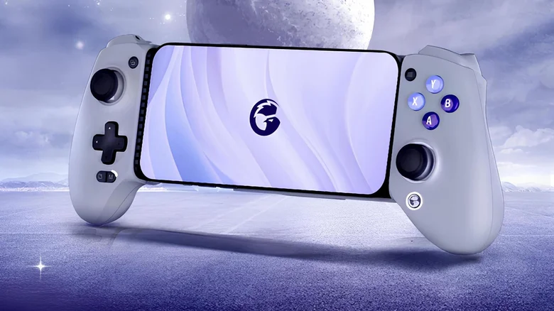 A white mobile gaming controller