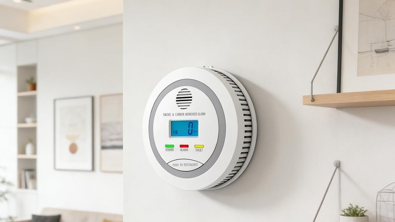 A carbon monoxide detector on a wall.