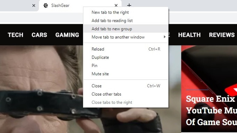 Put tabs in groups in Chrome