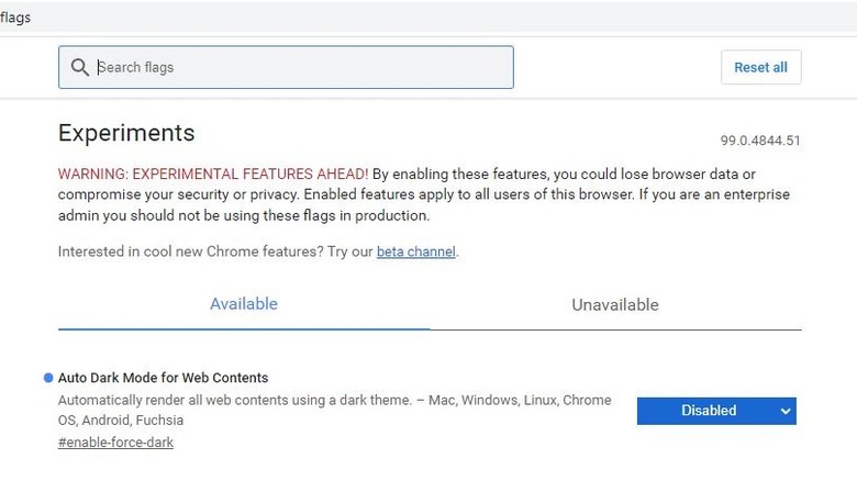 Switch to dark mode in Chrome