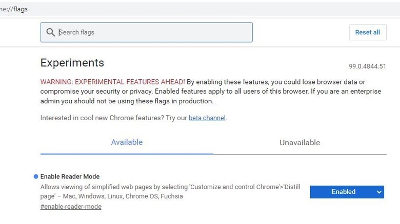 Activate reader mode in Chrome