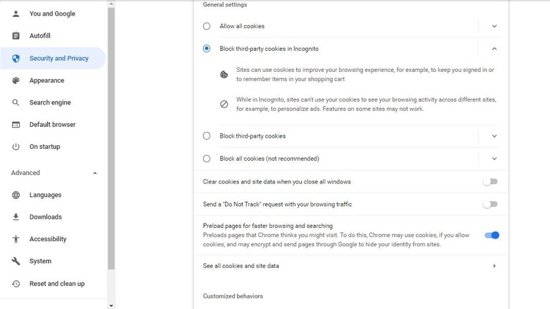 Block third-party cookies in Chrome