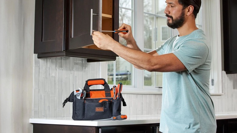 Black & Decker 12-Inch Tool Bag on kitchen counter