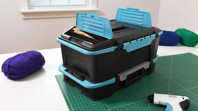 Black & Decker Stackable Caddy Organizer on craft table