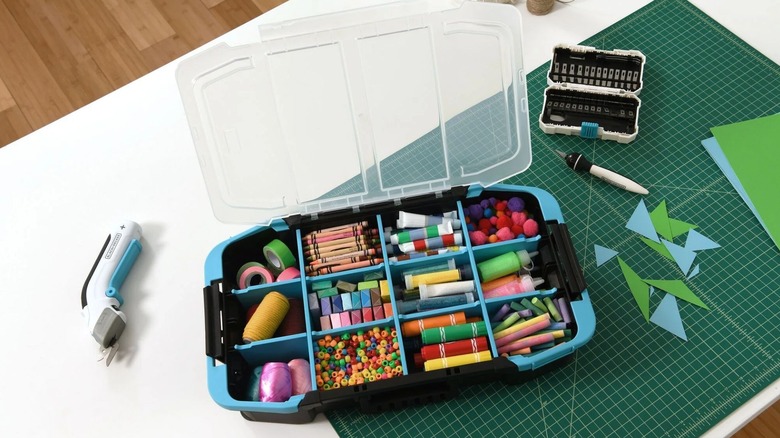 Black & Decker Portable Organizer storing colorful craft supplies