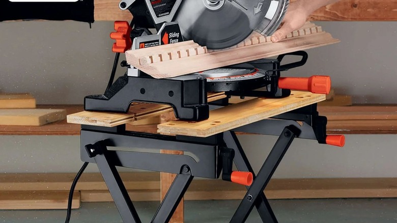 Black & Decker Workmate Portable Workbench with saw on it