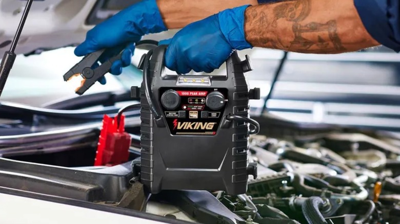 using Viking jump starter on car engine