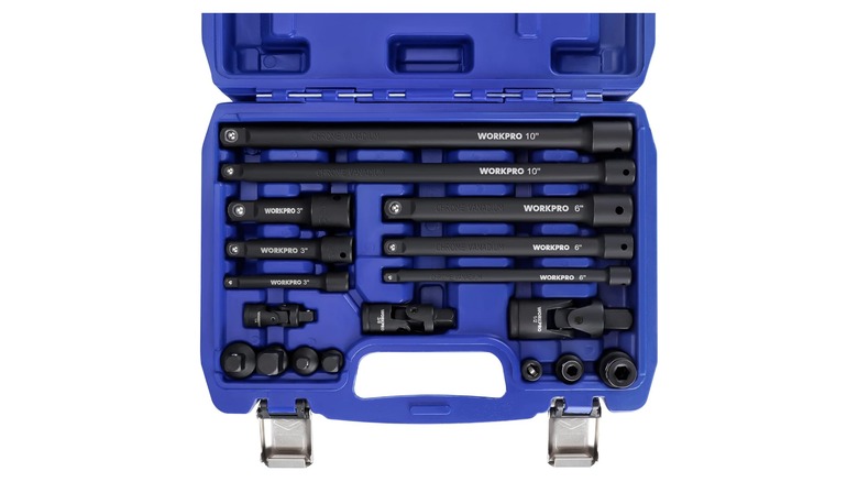 WorkPro 18-Piece Impact Socket Extension Set in a case