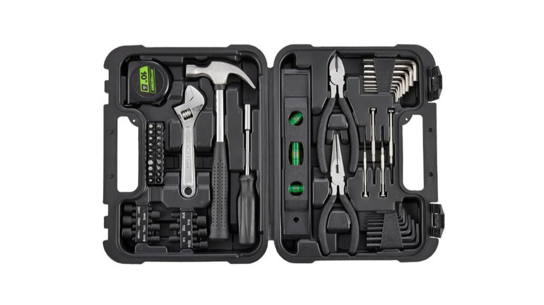 Pittsburgh 60-piece tool set with case open