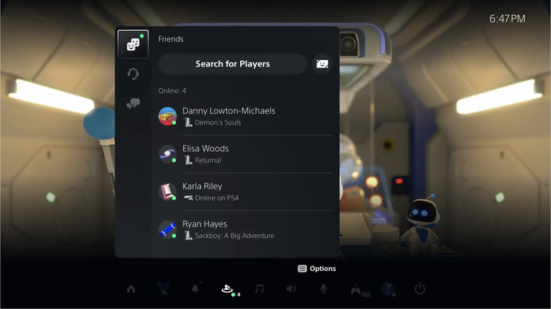 PS5 Control Center screenshot