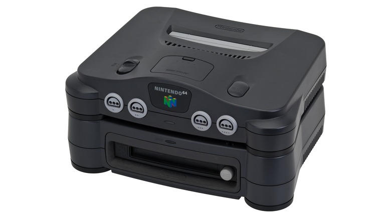 The Nintendo 64DD attached to a Nintendo 64
