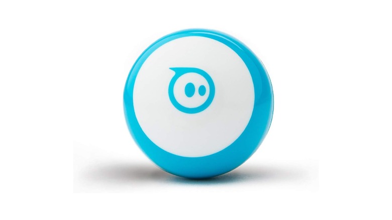 Stock photo of blue and white sphere with a robot on the front