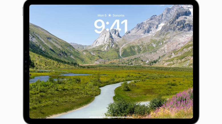iPad with lock screen showing