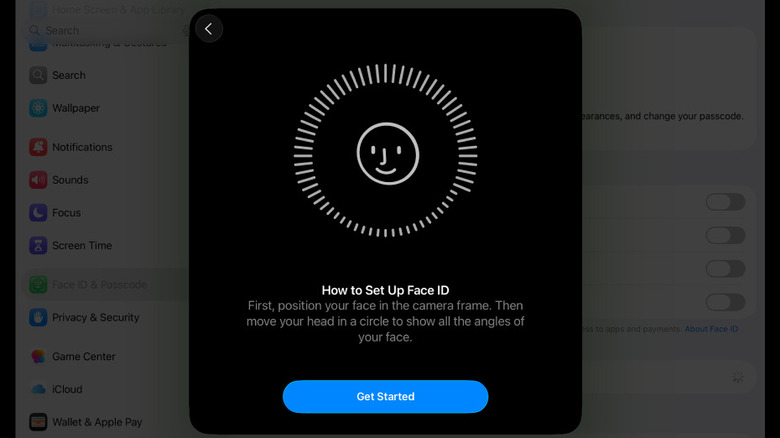 Face ID setup screenshot