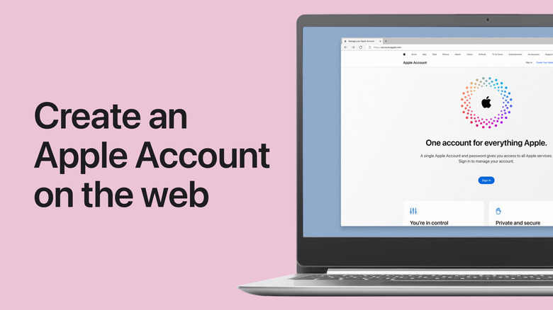 Promo image with Create an Apple Account on the web