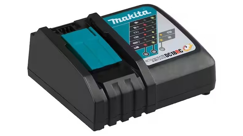 Makita DC18RC battery charger on a white background