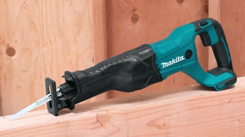 Makita XRJ04Z reciprocating saw at a jobsite
