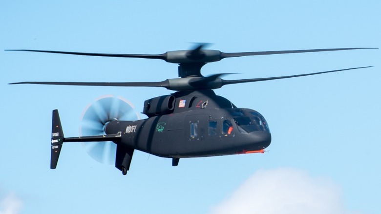 The Sikorsky-Boeing SB>1 Defiant in the air
