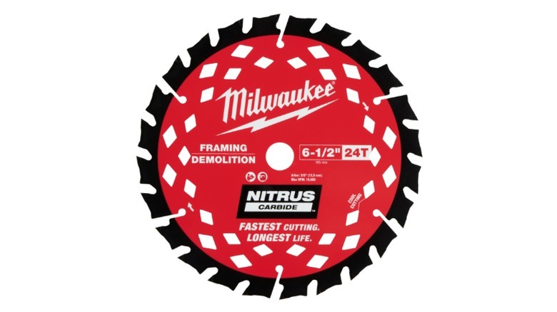 The Milwaukee 6-½ Inch Nitrus Carbide blade against a white background.