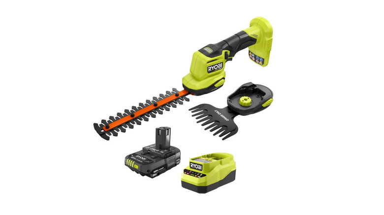 cutting hedges with Ryobi shears