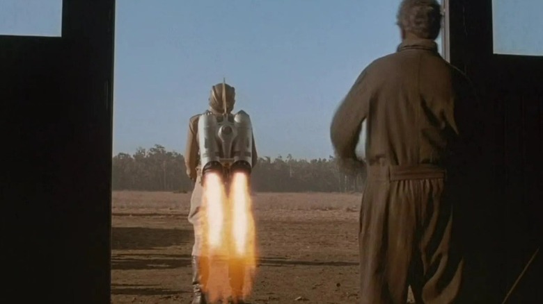The Rocketeer taking off with rocket pack