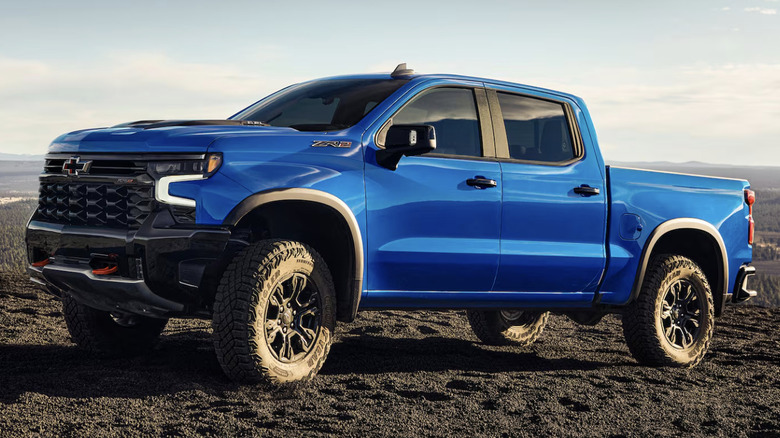 Side shot of a blue 2025 Chevrolet Silverado ZR2
