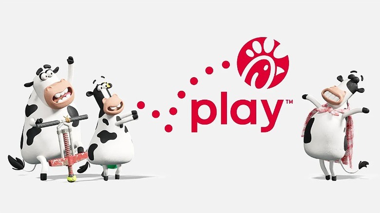 Three cow ambassadors for the Chick-fil-A Play app