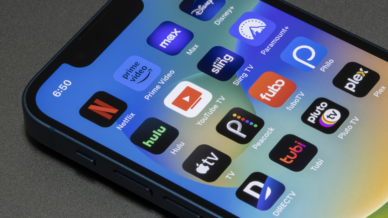 Streaming apps on a smartphone screen