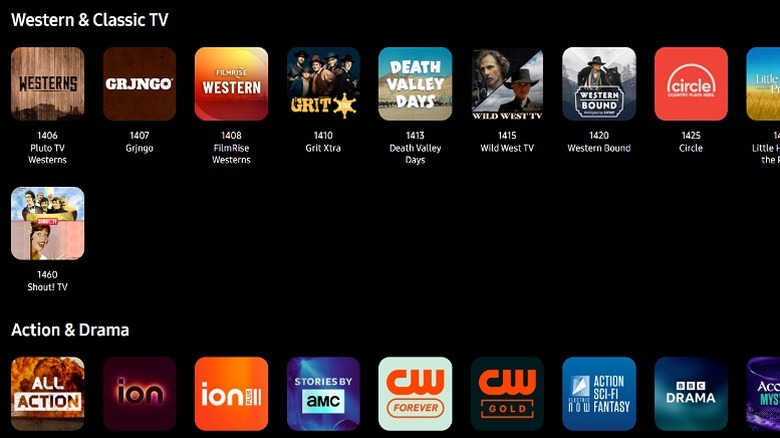 Western and Classic TV and Action and Drama categories