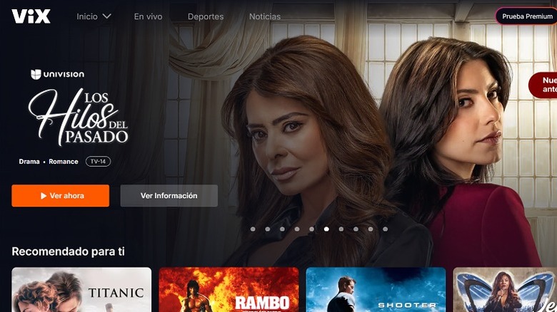 Spanish drama header on Vix