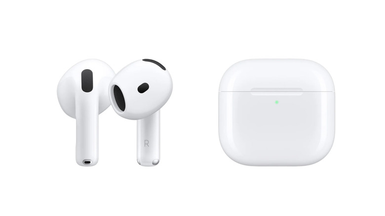 Apple AirPods 4 and charging case on a white background.