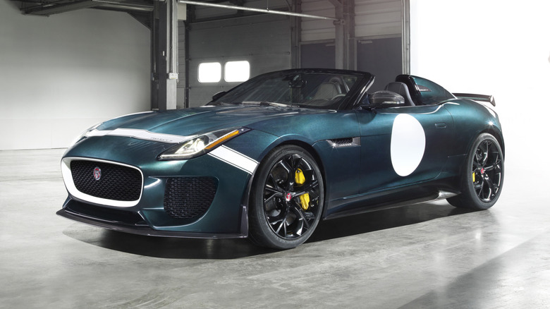Jaguar F-Type Project 7 in a warehouse.