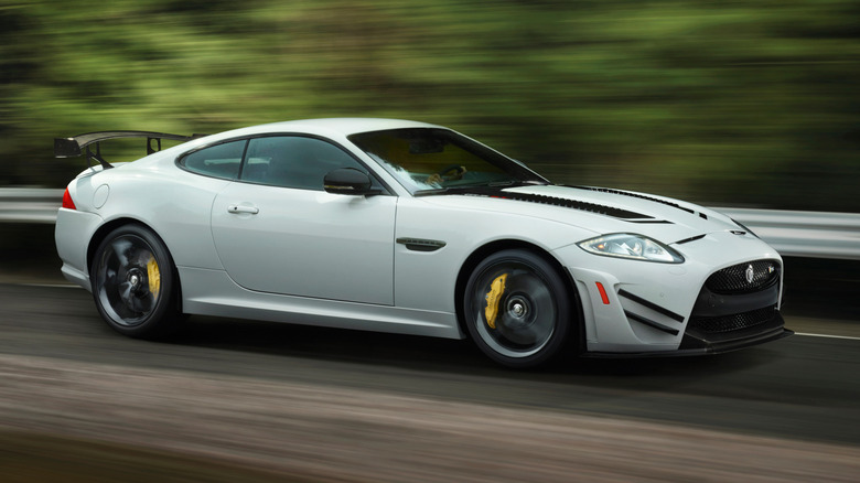 Jaguar XKR-S GT driving at speed.