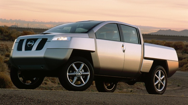 Nissan Alpha-T concept parked on a rural road at sunset