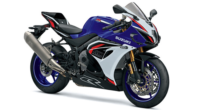 Suzuki GSX‑R1000 on display in blue