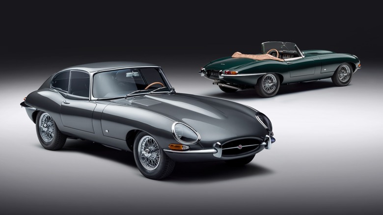 the Jaguar E-Type in both coupe and roadster versions