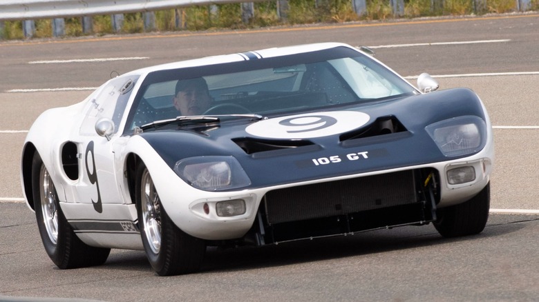 a 1964 Ford GT40 on a race track