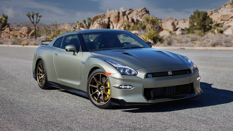 Nissan GT-R parked in the desert