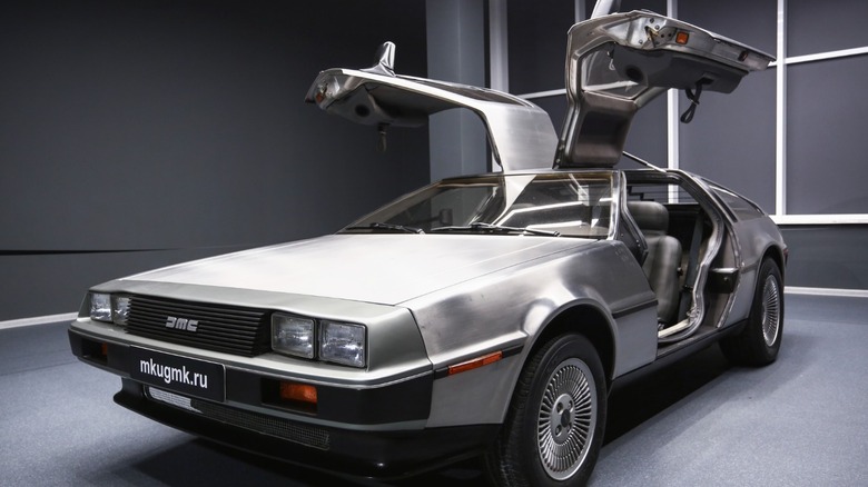 a DMC DeLorean with its iconic gullwing doors