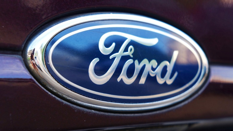 the Ford logo on a car grille.